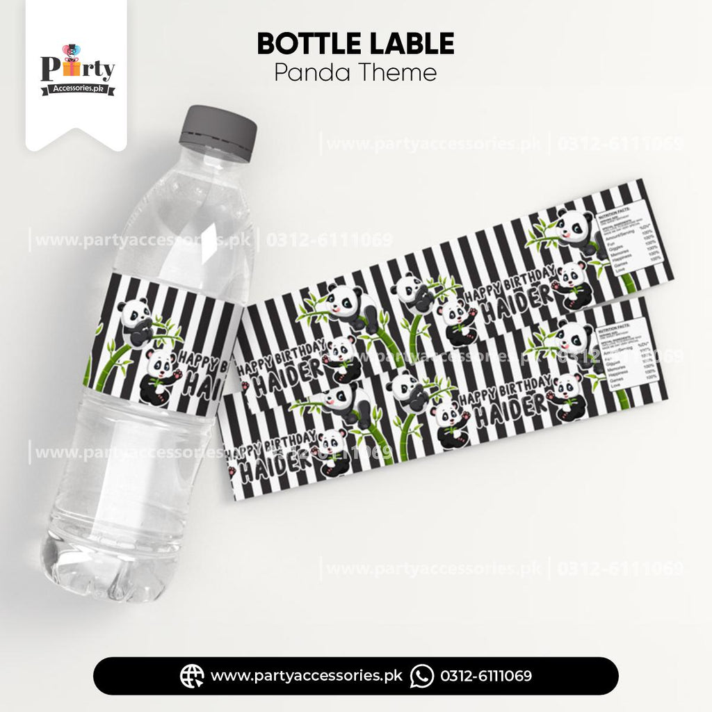 Panda Boy Theme Customized Bottle Labels for Birthday Party Drink Decoration