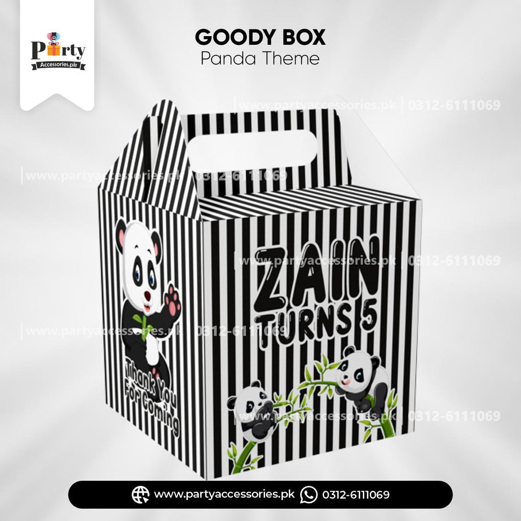 Panda Boy Theme Customized Favor / Goody Boxes for Birthday Party Decoration