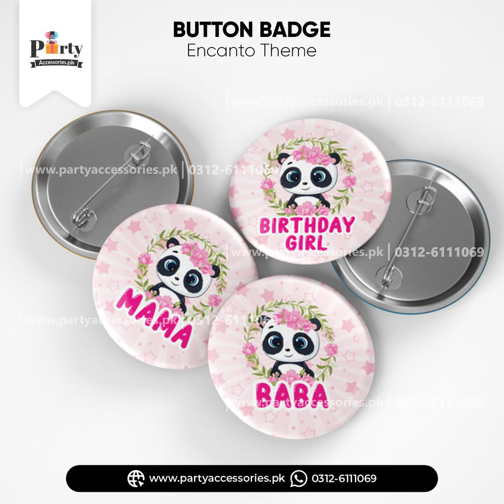 Panda Girl Theme Customized Button Badges for Birthday Party Decoration