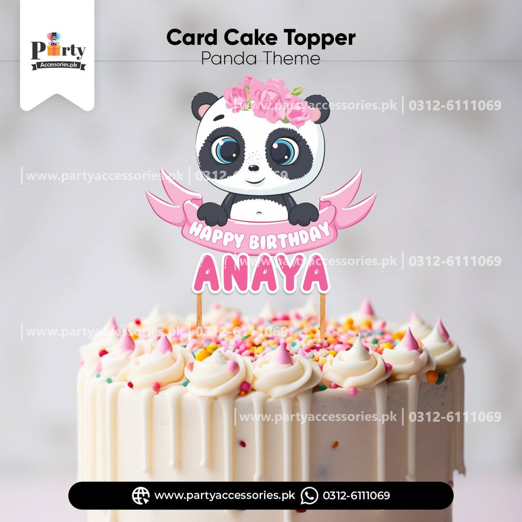 Customized Card Cake Topper for Birthday Party Cake Decoration in Panda Girl Theme