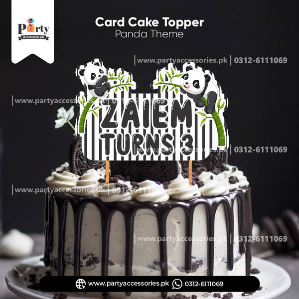 Customized Card Cake Topper for Birthday Party Cake Decoration in Panda Boy Theme