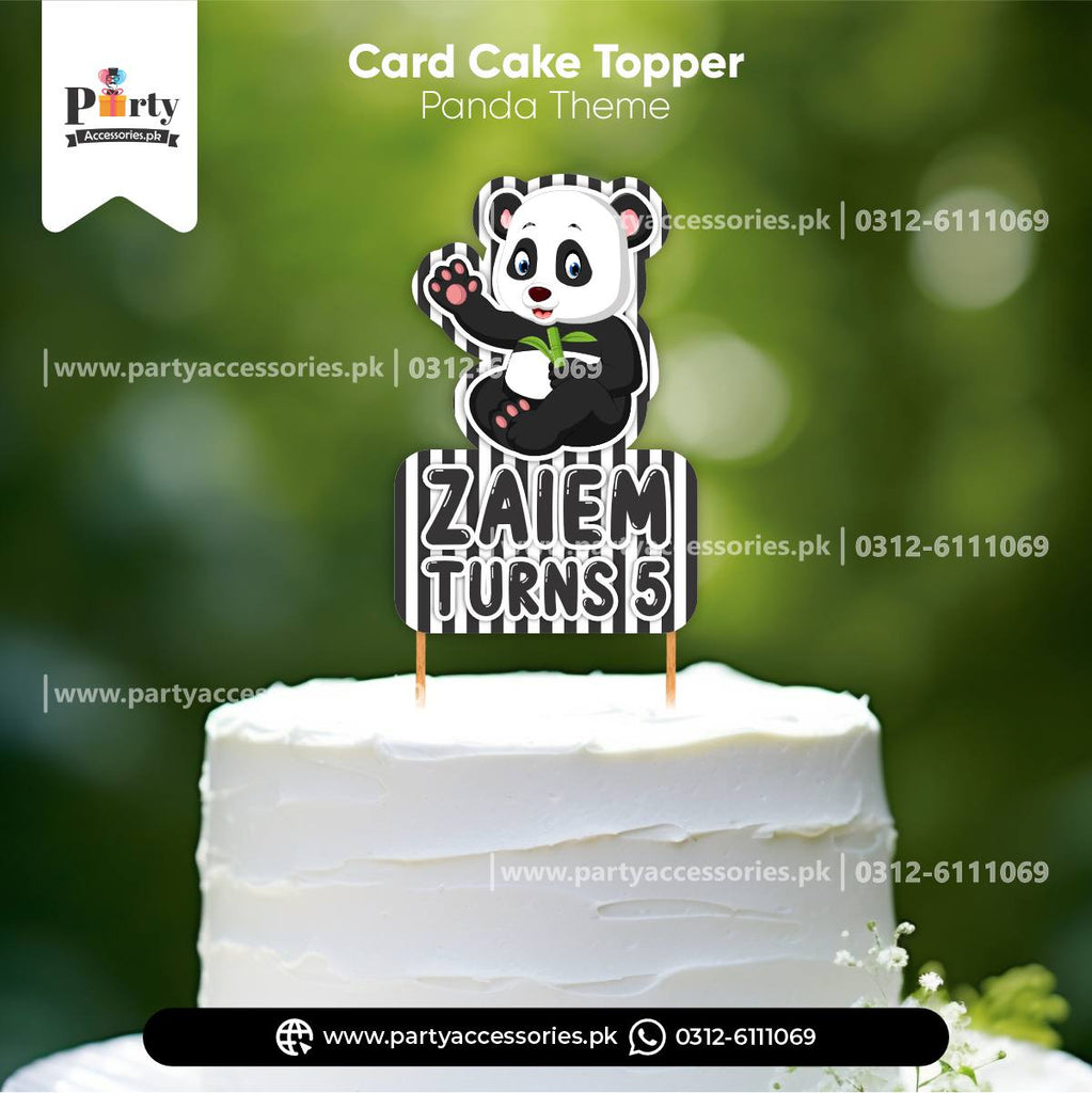 Panda Boy Theme Customized Card Cake Topper for Birthday Party Cake Decoration
