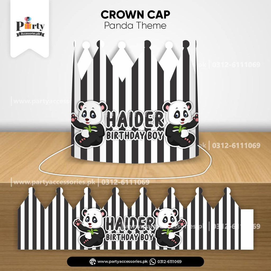 Panda boy theme customized crown cap for birthday party celebration