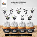 Panda Boy Theme Cupcake Toppers for Birthday Party Table Decorations