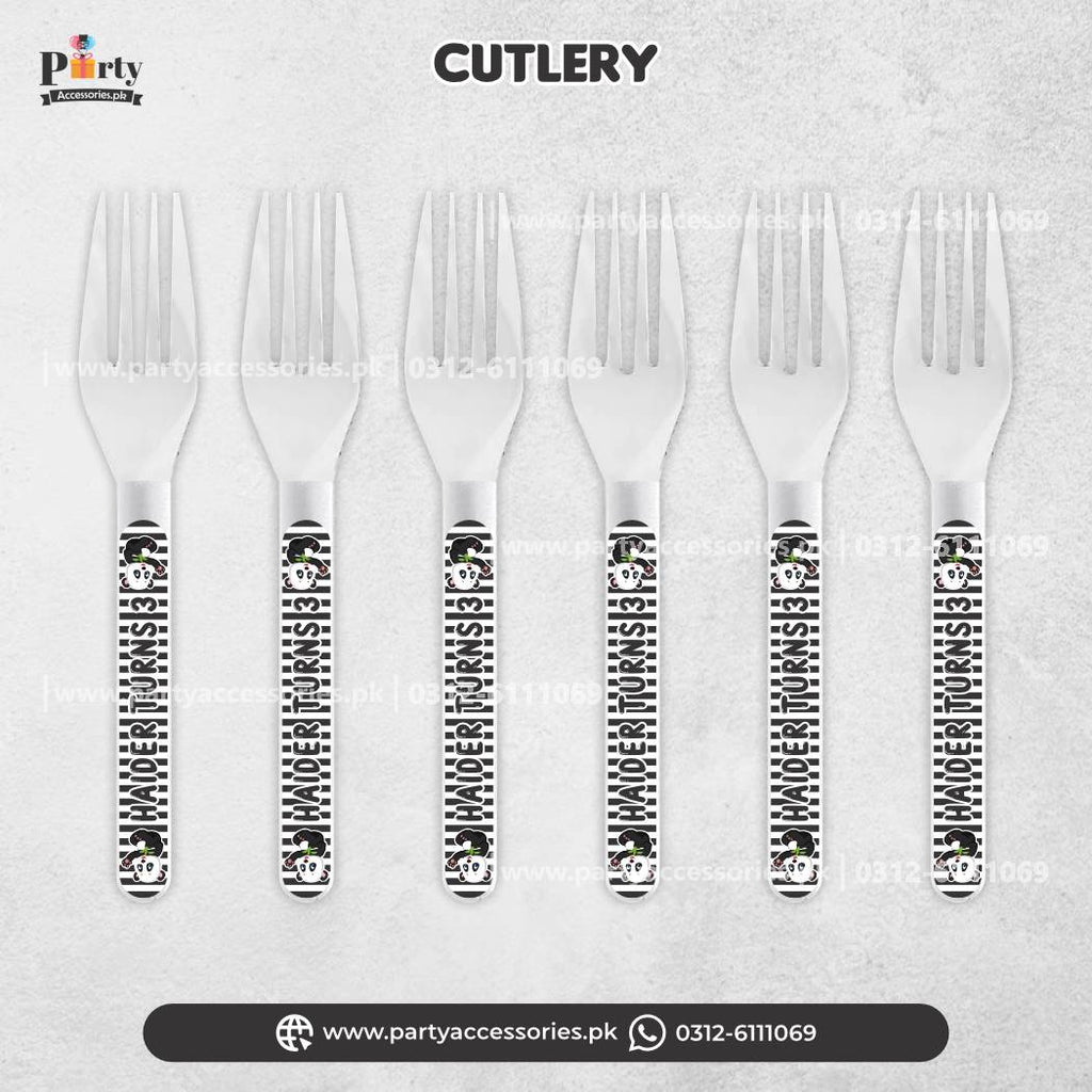 Panda Boy Theme Customized Disposable forks for Party dinner Decoration 