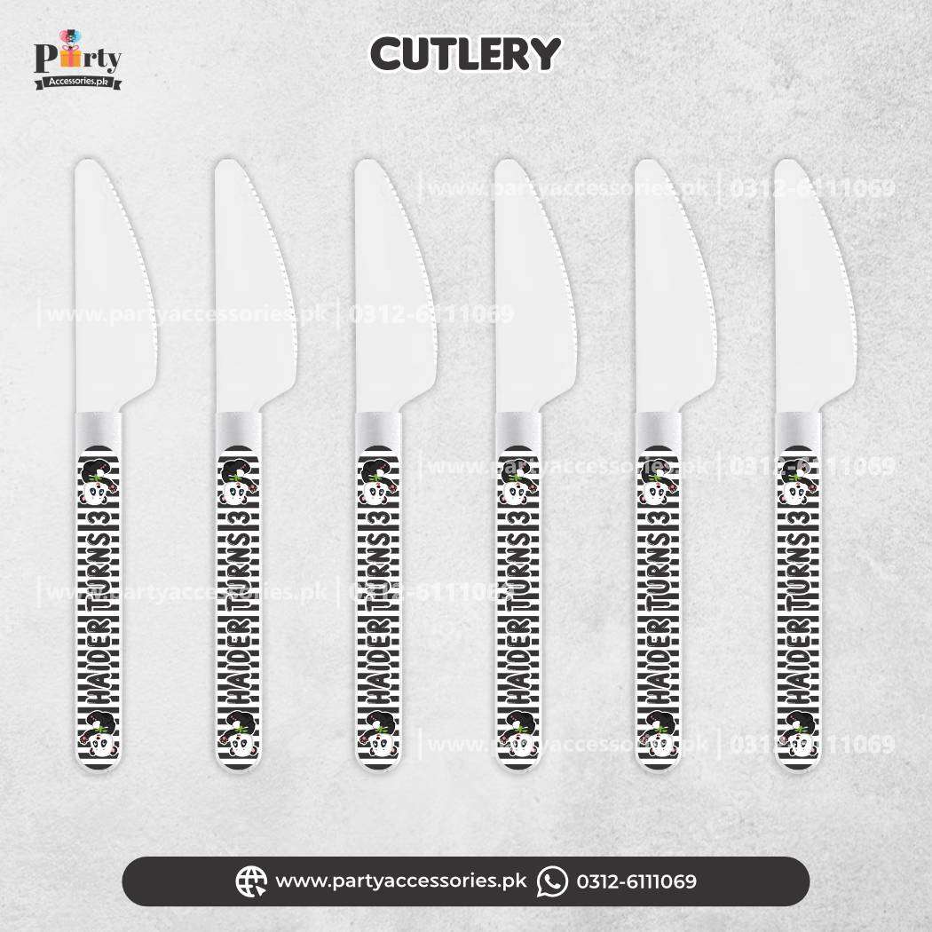 Panda Boy Theme Customized Disposable knives or Party dinner Decoration 