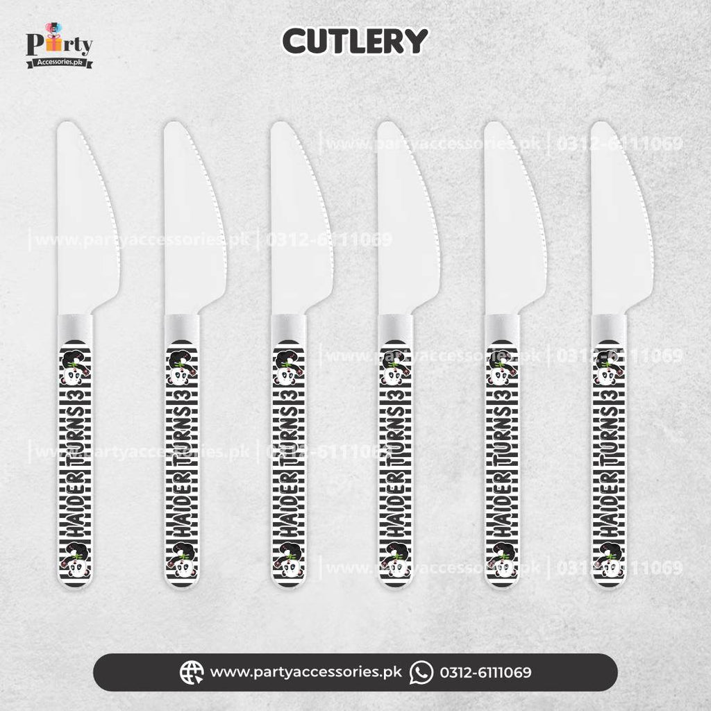 Panda Boy Theme Customized Disposable knives or Party dinner Decoration 