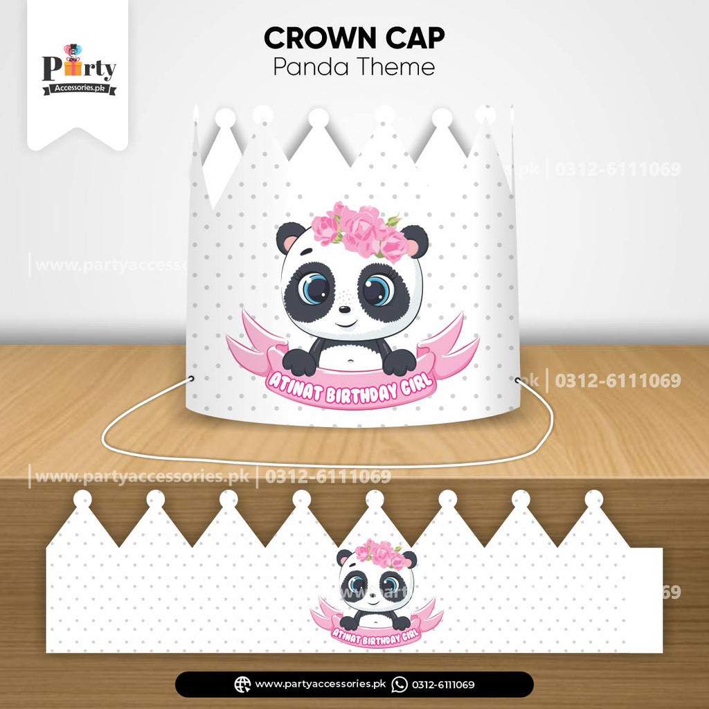 Panda Girl Theme Customized Crown Cap for Birthday Party Celebrations