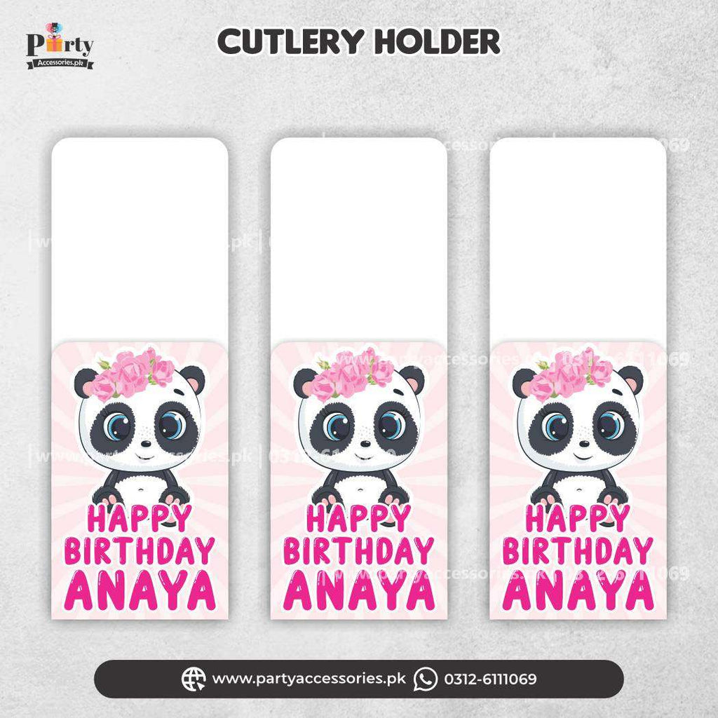 Panda Girl Theme Customized Cutlery Holders for Decoration
