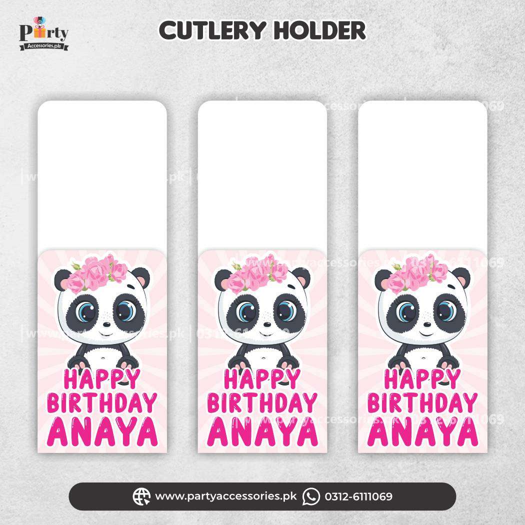 Panda Girl Theme Customized Cutlery Holders for Decoration