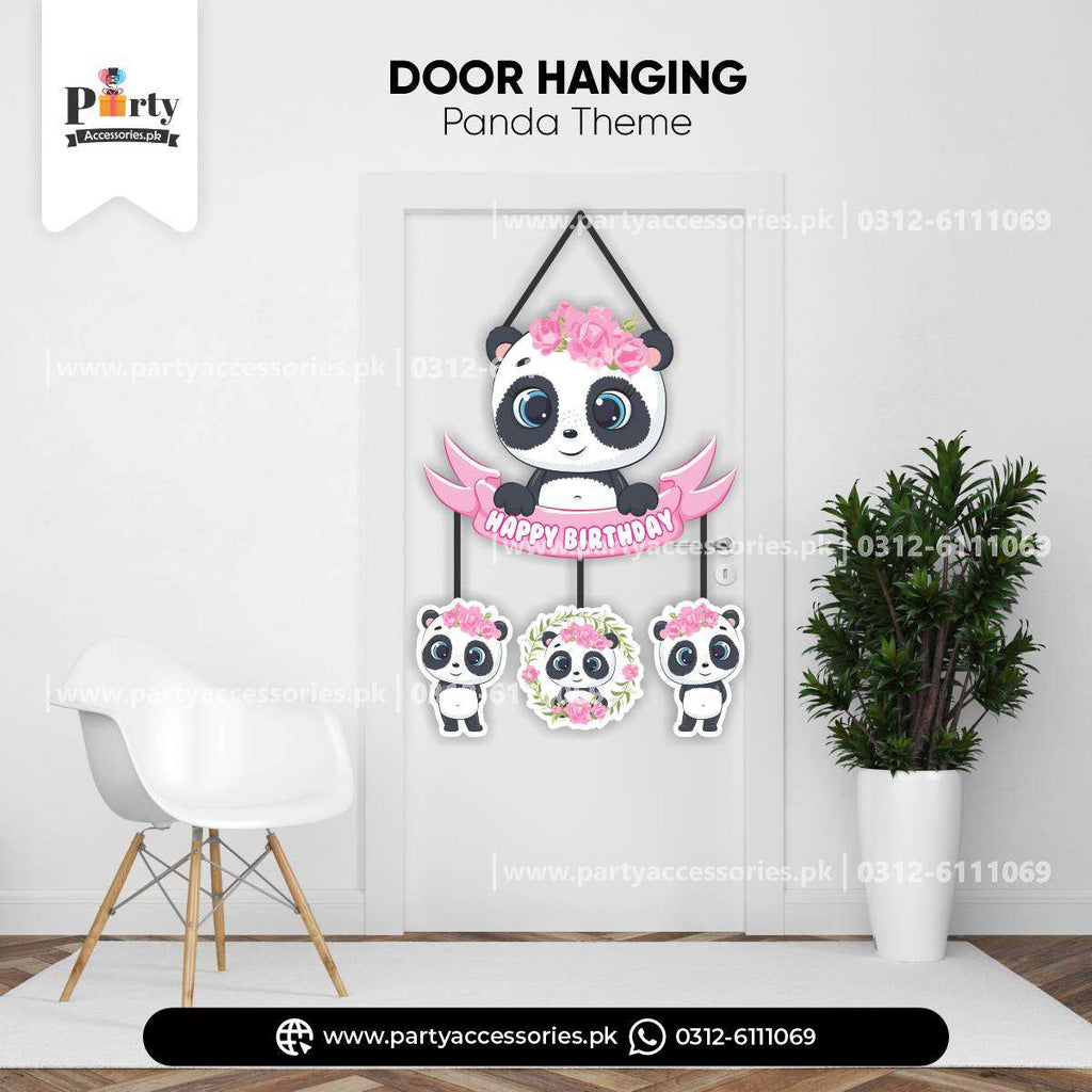 Panda Girl Theme Customized Door Hanging for Birthday Party Decorations