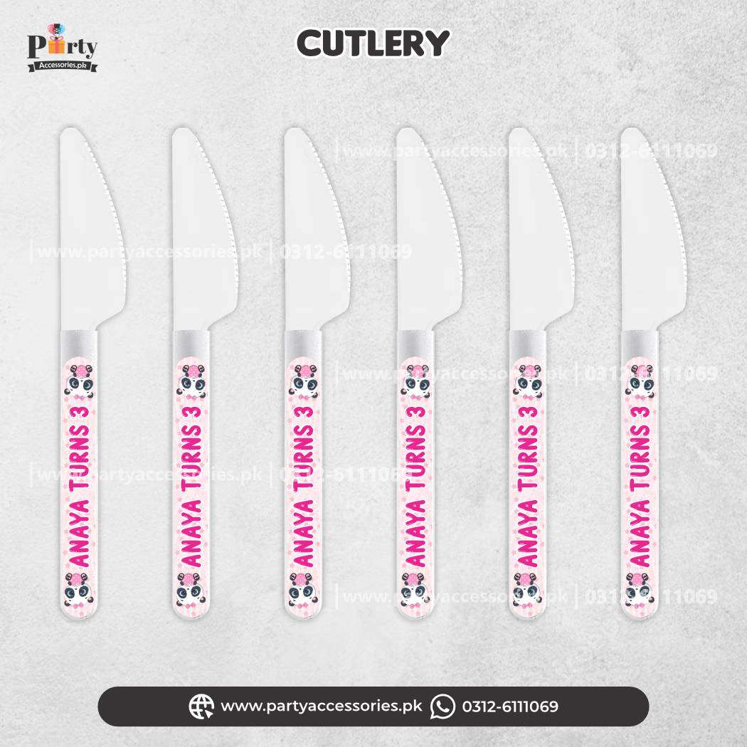 Panda Girl Theme Customized Disposable Knives for Party Dinner Decoration