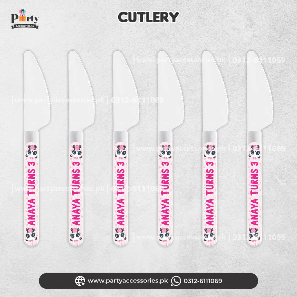Panda Girl Theme Customized Disposable Knives for Party Dinner Decoration