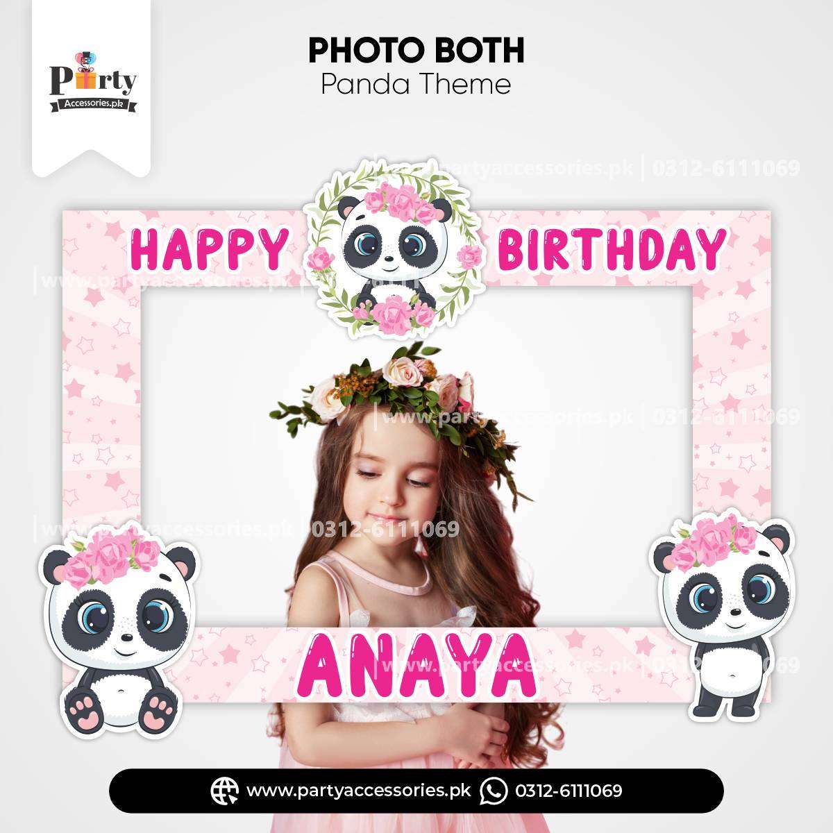 Panda Girl Photo Booth Frame: 100% Customizable Birthday Prop ...