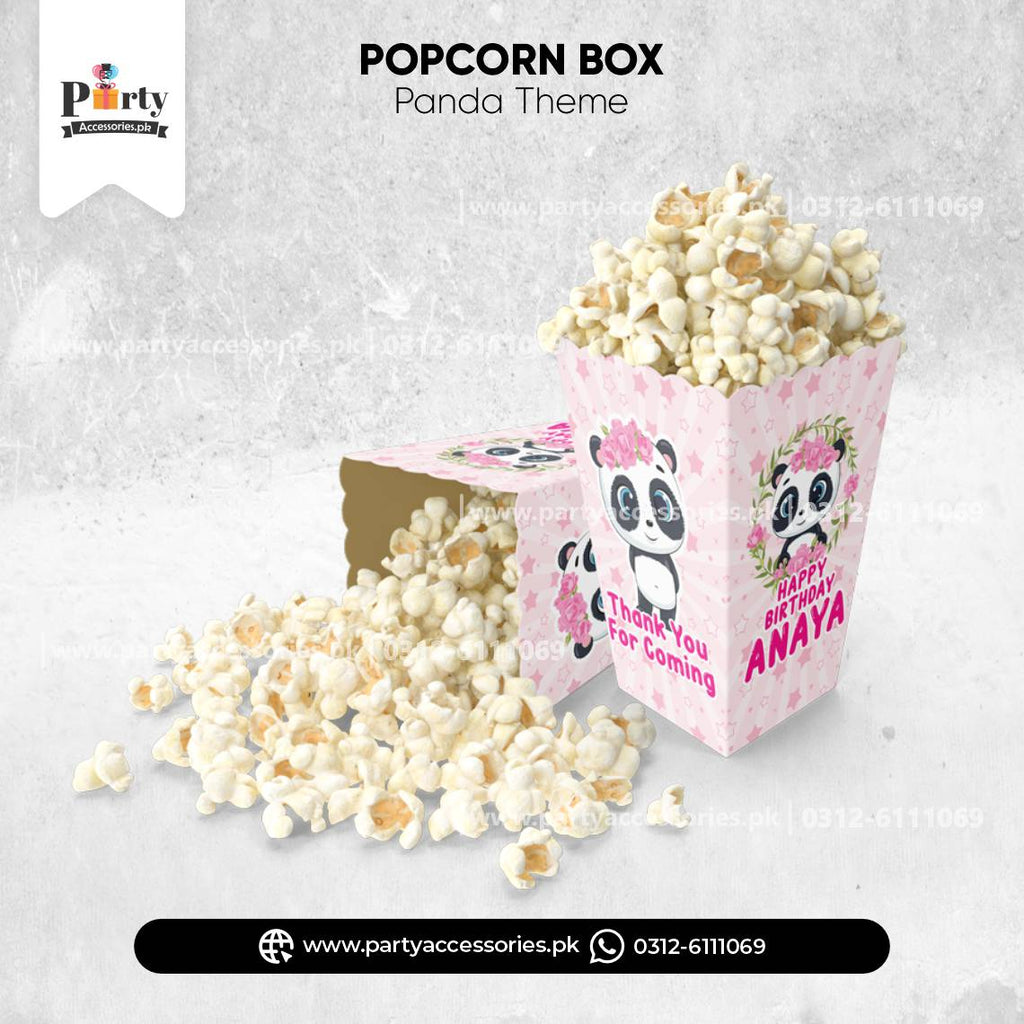 Panda Girl Theme Customized Popcorn Boxes for Birthday Party Decoration