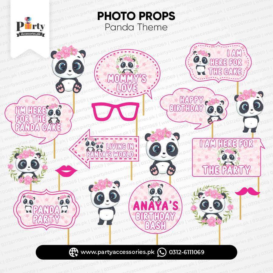 Panda Girl Theme Customized Party Props Set for Birthday Party Celebration 