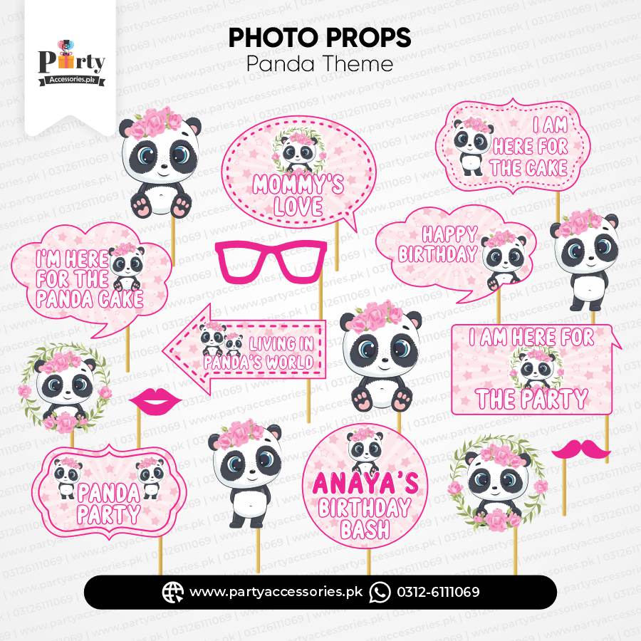 Panda Girl Theme Customized Party Props Set for Birthday Party Celebration 