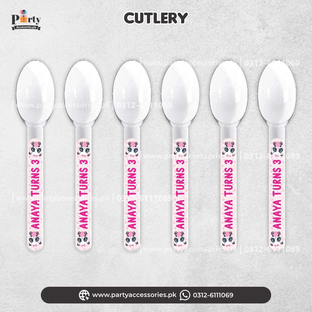 Disposable Spoons for Party Table Decoration in Panda Girl Theme 