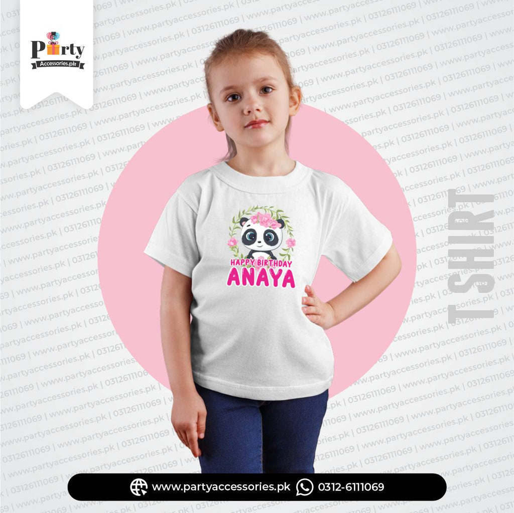 Panda Girl Theme Customized T-shirt for Kid's Birthday Party Celebration