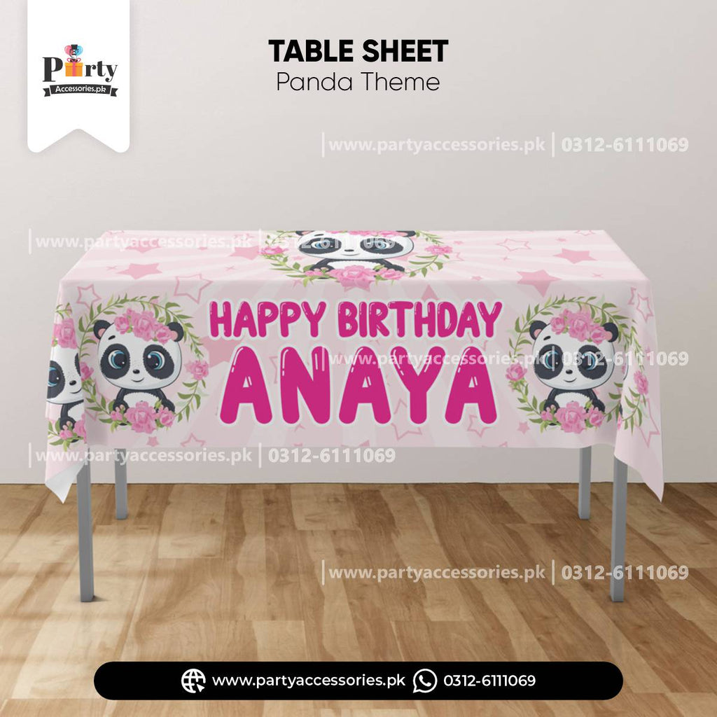 Panda Girl Theme Customized Table Top Sheet for Birthday Party Table Decoration