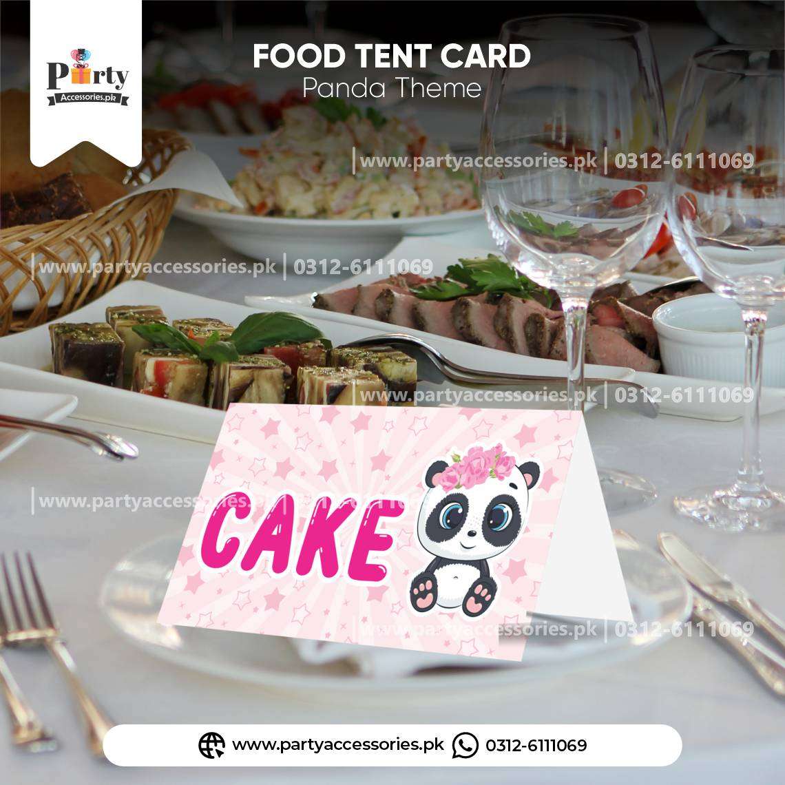 Panda Girl Theme Customized Table Tent Cards for Birthday Table Decoration