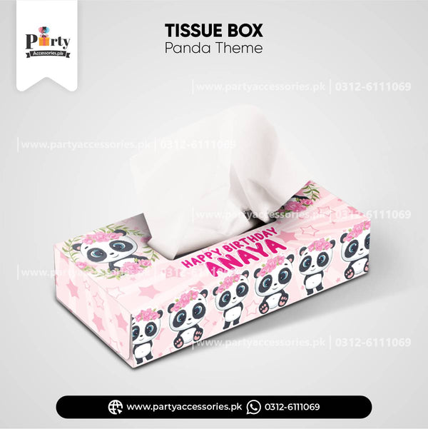 Panda Girl Theme Customized Tissue Box Cover for Birthday Party Table Decoration