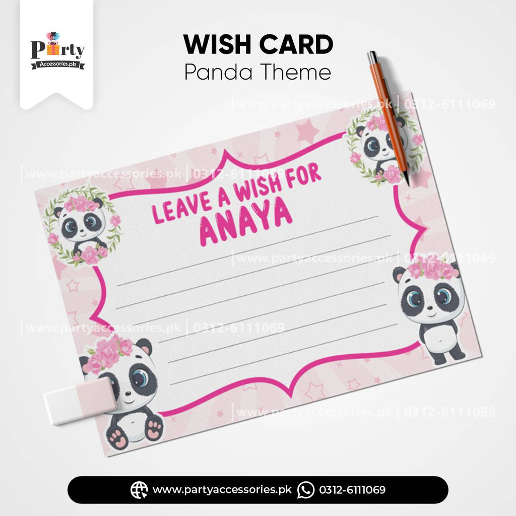 Panda Girl Theme Customized Wish Cards for Birthday Party Decoration 