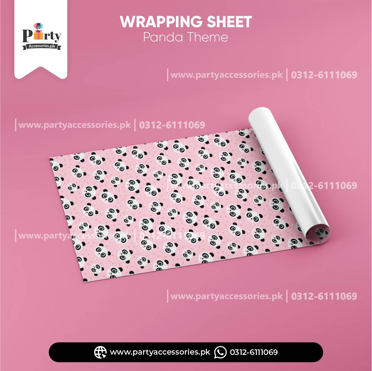Gift Wrapping Sheets for Birthday Party Gift Decoration in Panda Girl Theme
