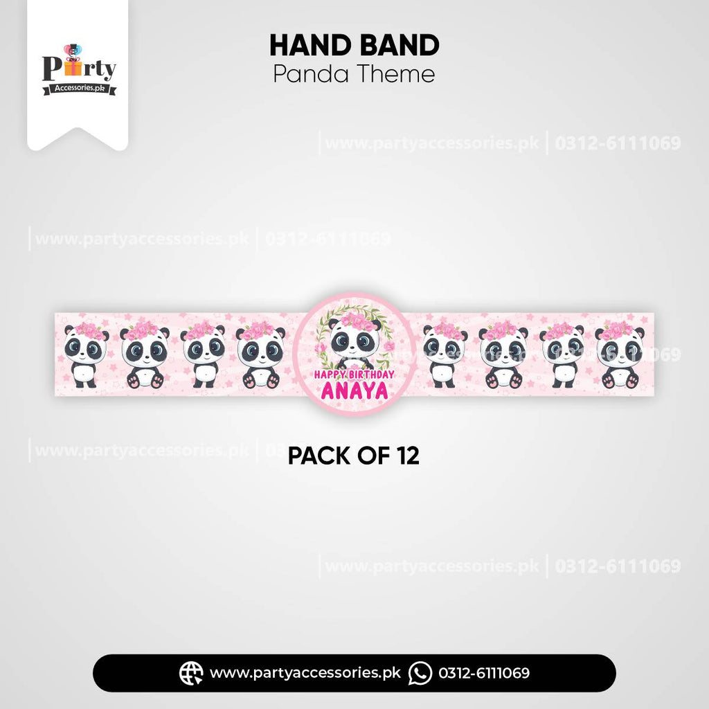 Customized Hand / Wrist Band for Birthday Party Celebrations in Panda Girl Theme 
