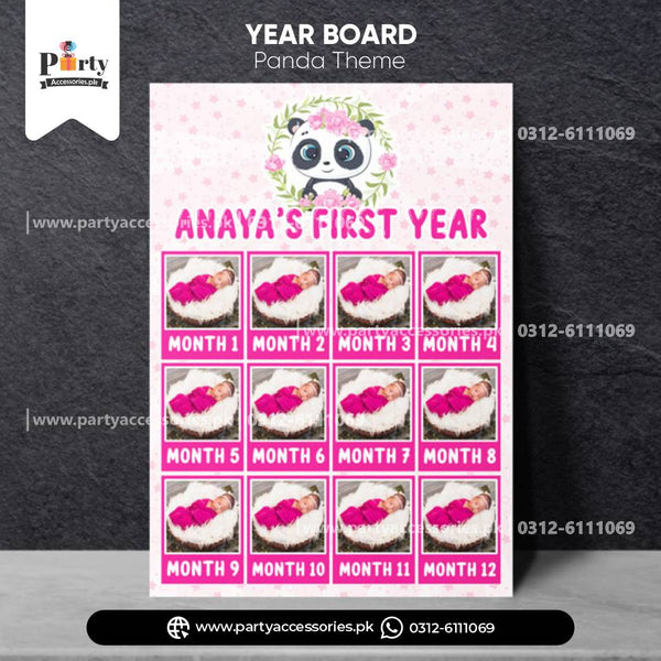 Panda Girl Theme Customized Month Wise Year Picture Board for Wall Decoration