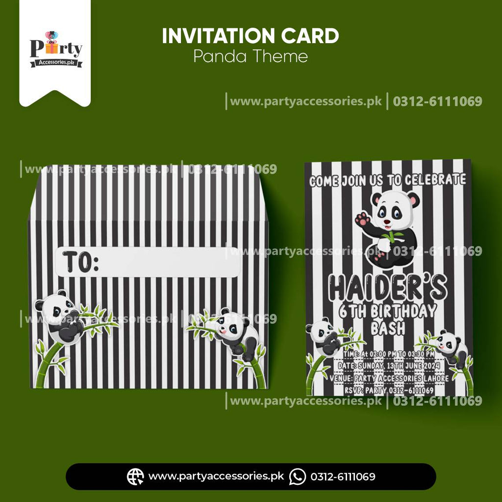 Panda Boy Theme Customized Invitation Cards Birthday Party Invitations