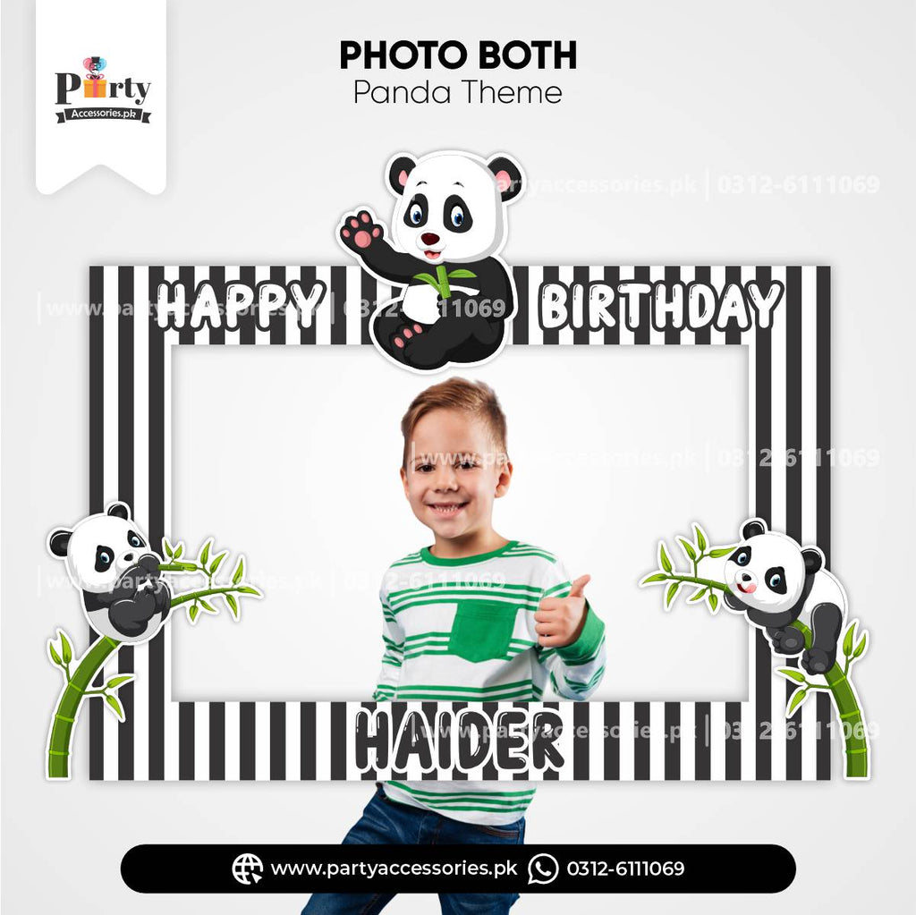 Panda Boy Theme Customized Photo Booth / Selfie Frame for Birthday Party Decoration