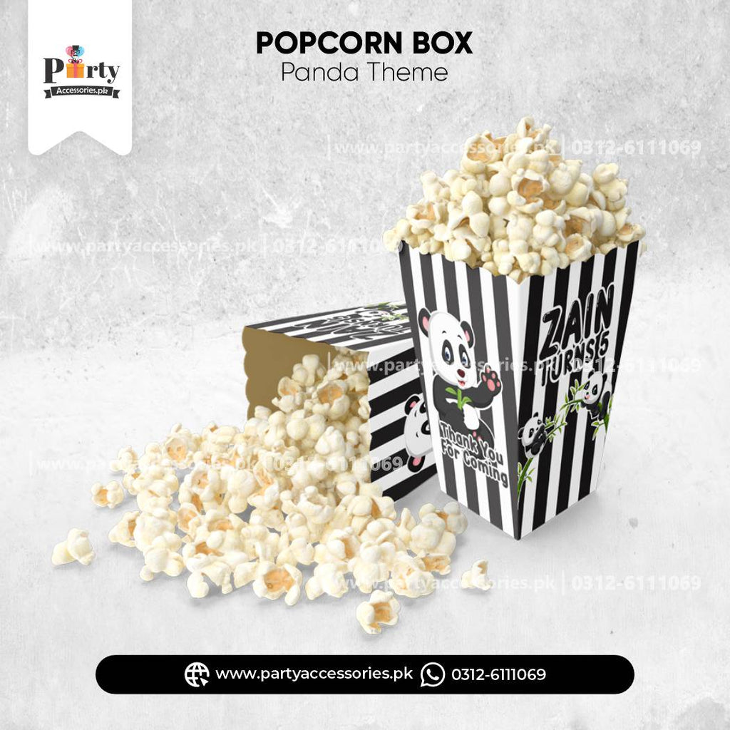 Panda Boy Theme Customized Popcorn Boxes Party Snack Containers 