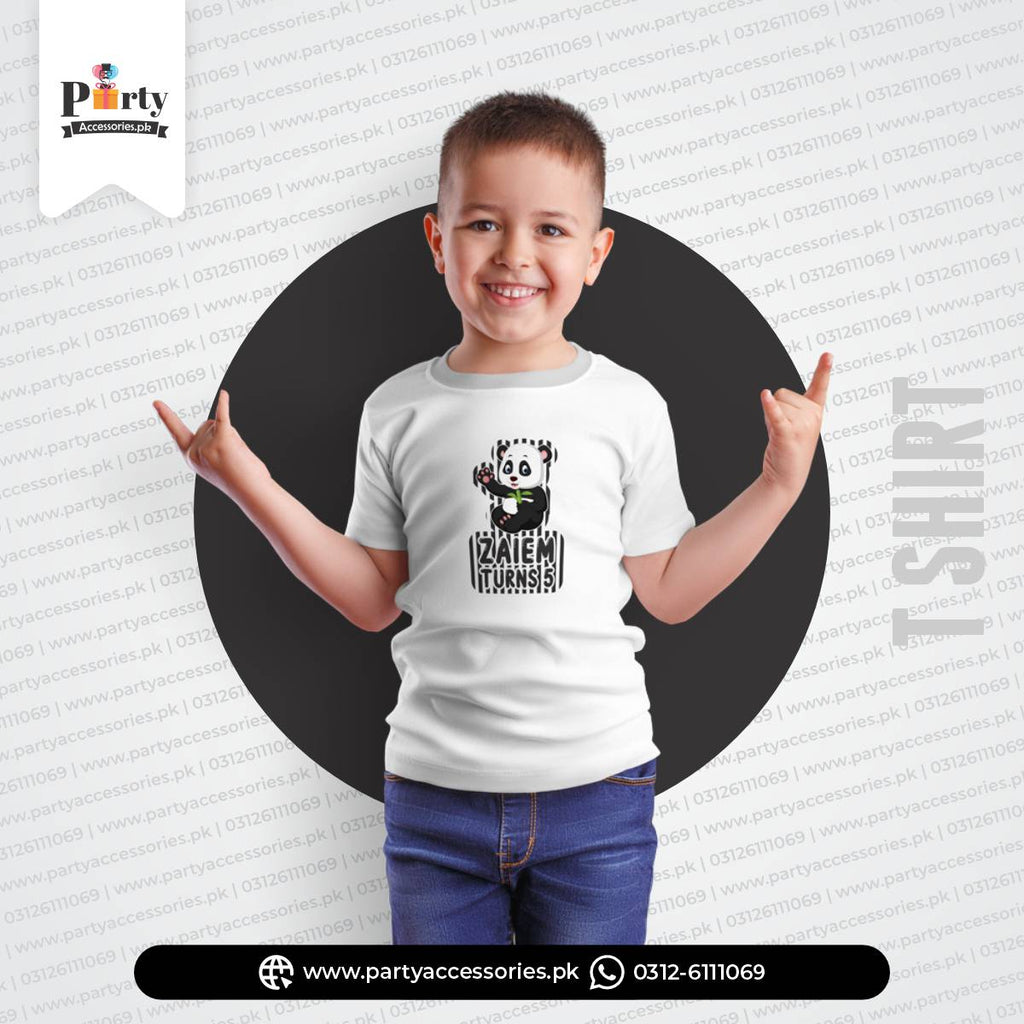 Panda Boy Theme Customized T-shirt for Kid's Birthday Party Celebration