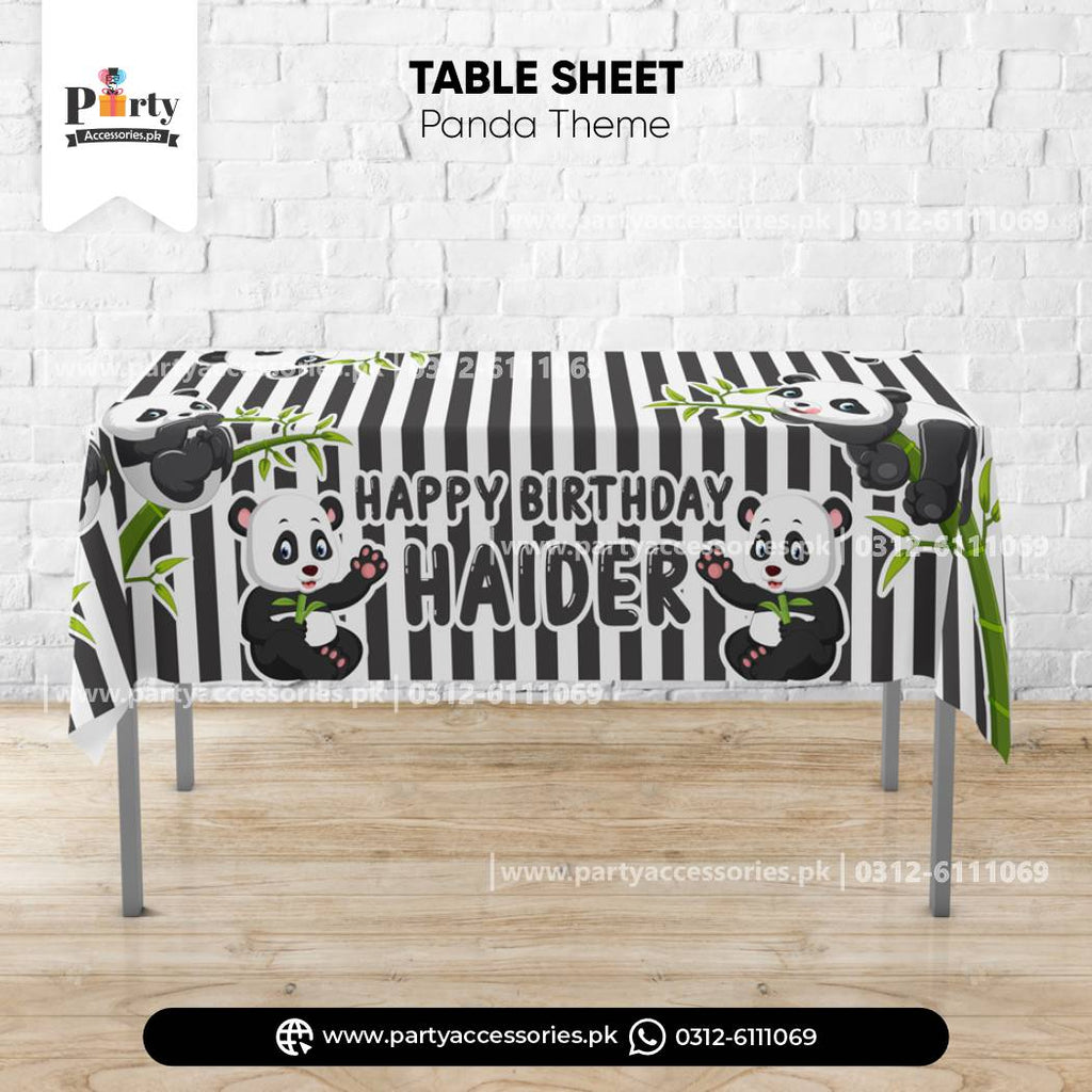 Panda Boy Theme Customized Table Top Sheet for Birthday Party Table Decoration