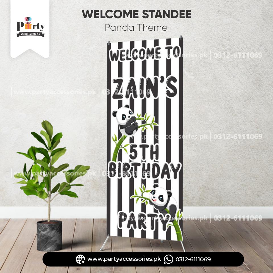 Panda Boy Theme Customized Welcome Standee for Birthday Party Entrance Decor