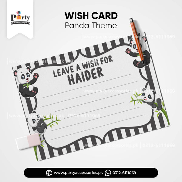 Panda Boy Theme Customized Wish Cards for Birthday Party Decoration 