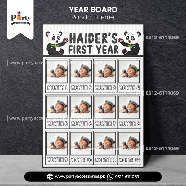 Panda Boy Theme Customized Month Wise Year Picture Board for Wall Decoration