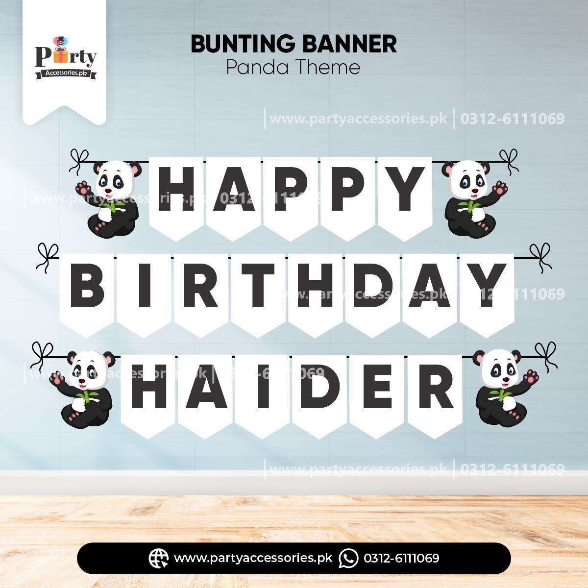 Panda Boy Theme Customized Name Bunting Banner for Birthday Wall Decoration