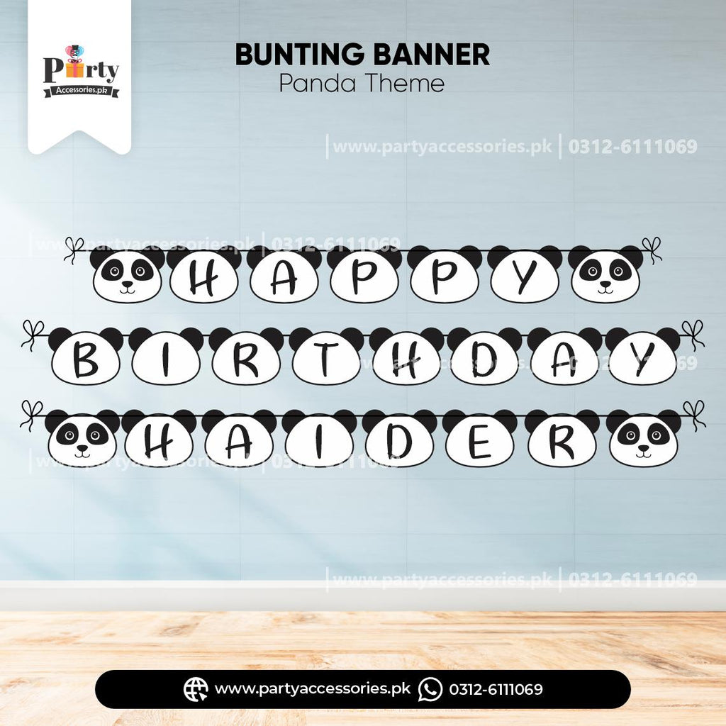 Panda Boy Theme Customized Name cutout Birthday Bunting Banner for Wall Decoration