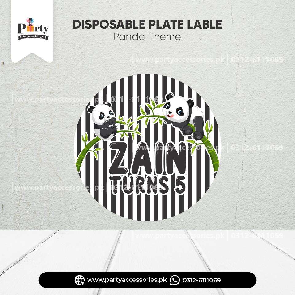Panda Boy Theme Customized Plates labels for Decorations