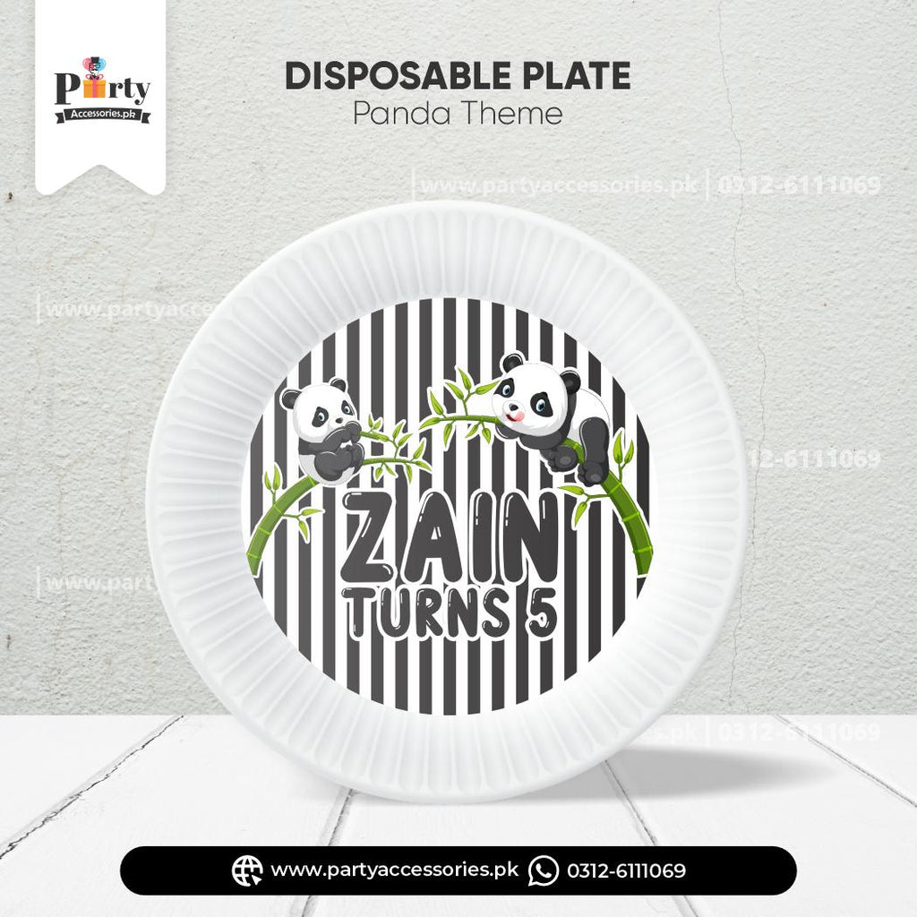 Panda Boy Theme Customized Disposable Plates for Birthday Party Table Decorations