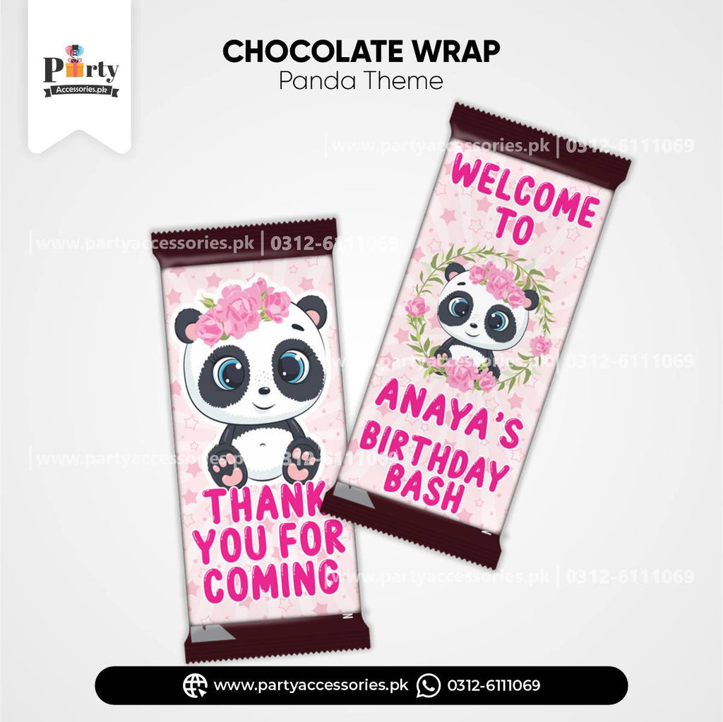 Panda Girl Theme Customized Chocolate Wraps for Birthday Party Decoration