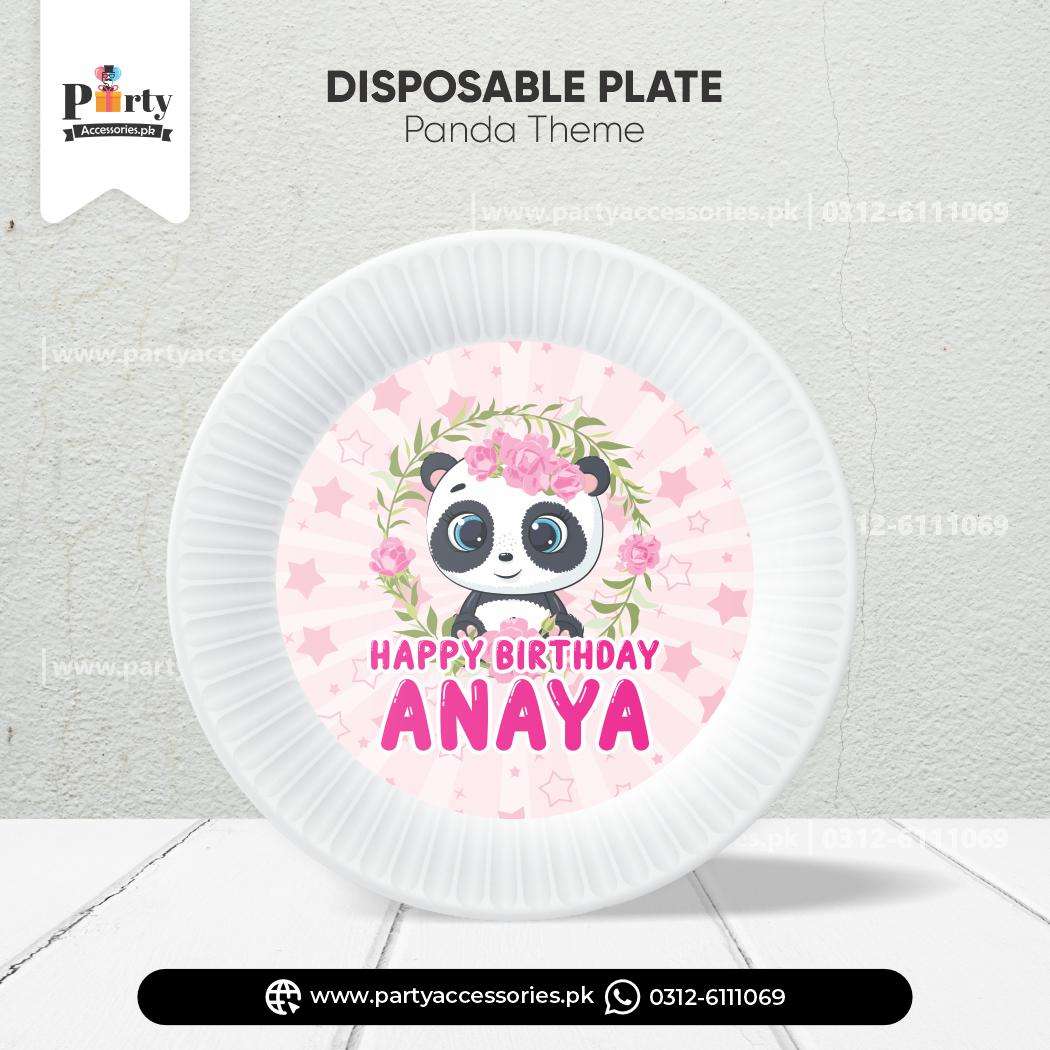 Panda Girl Theme Customized Disposable Plates for Birthday Party Table Decorations