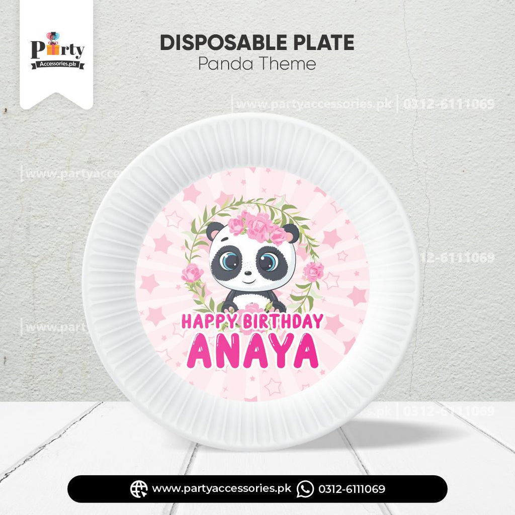 Panda Girl Theme Customized Disposable Plates for Birthday Party Table Decorations