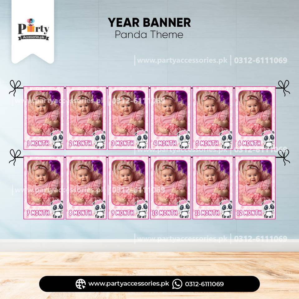 Panda Girl Theme Customized Month Wise Year Picture Banner for Wall Decoration