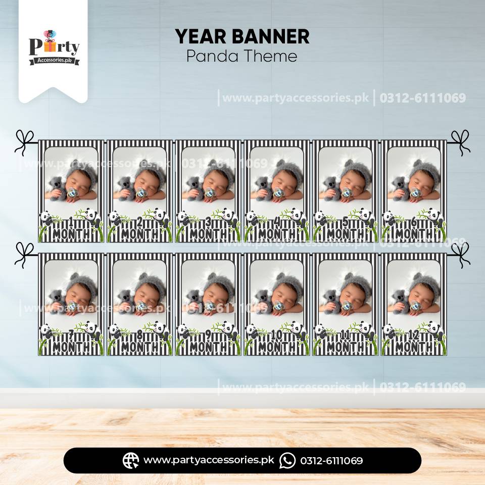 Panda Boy Theme Customized Month Wise Year Picture Banner for Wall Decoration