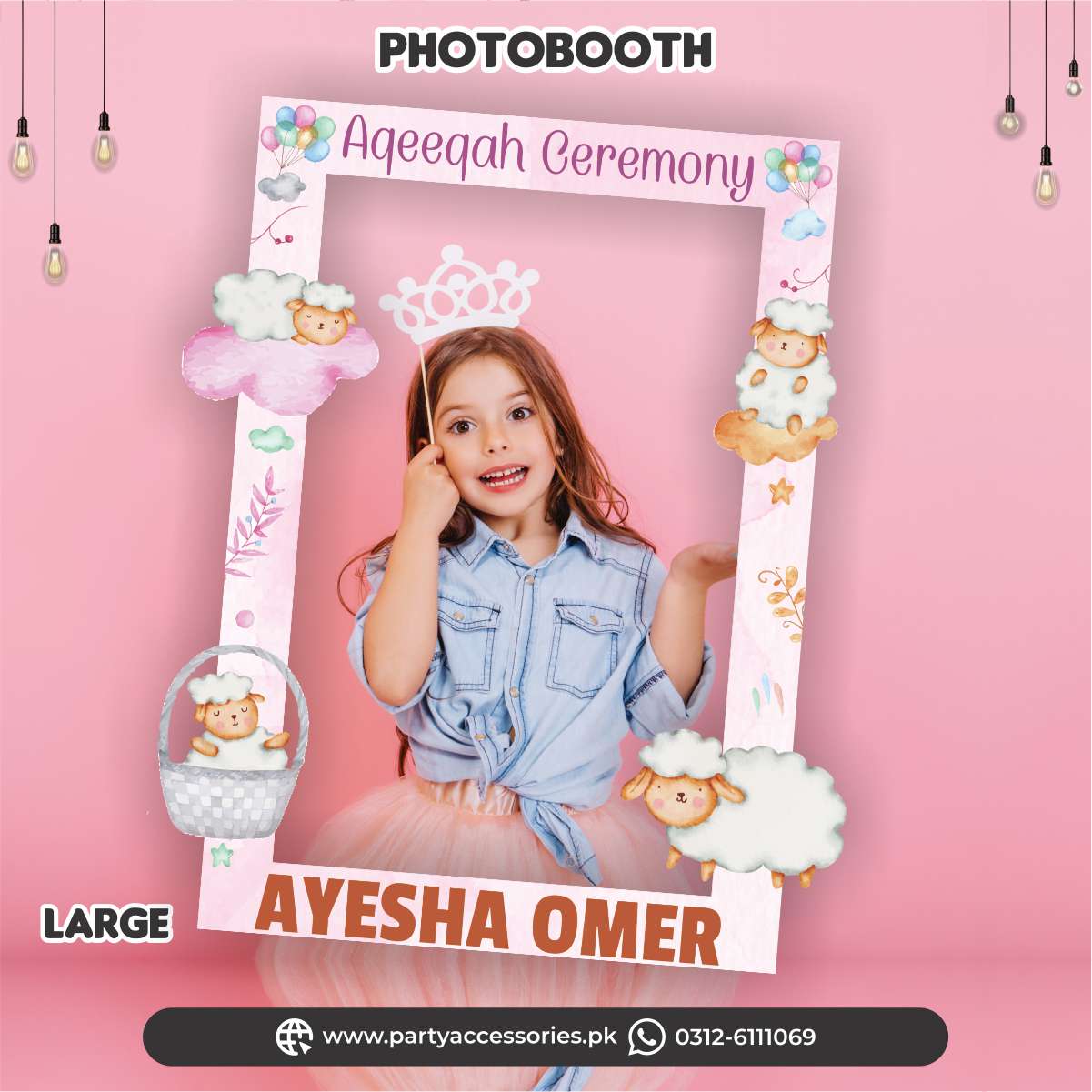 Aqeeqa celebration | Customized Photo Booth | selfie frame for girl Aqiqah