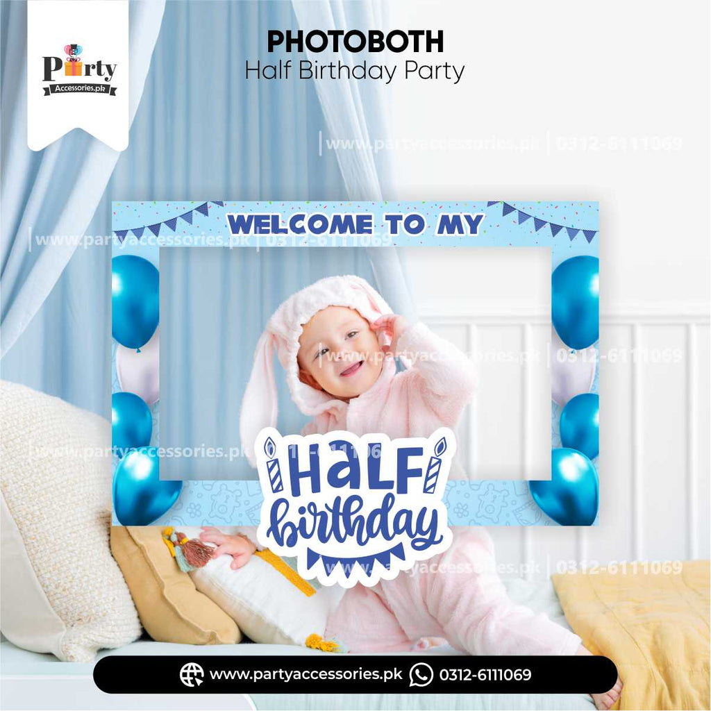 half birthday blue photobooth for boy