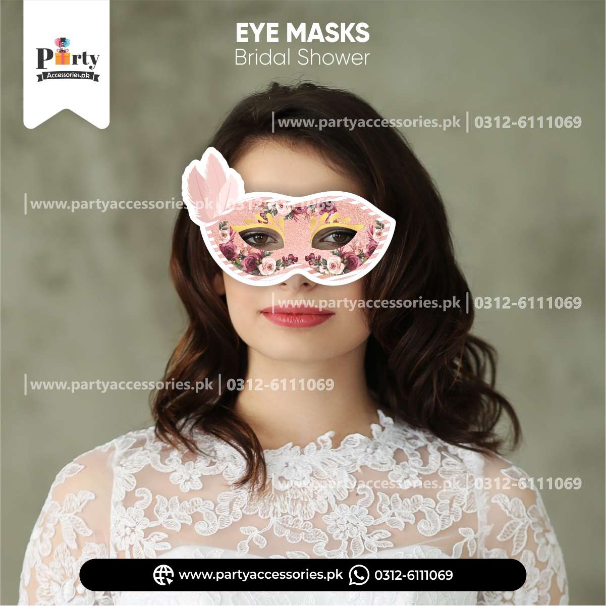 bridal shower eye face mask pink color